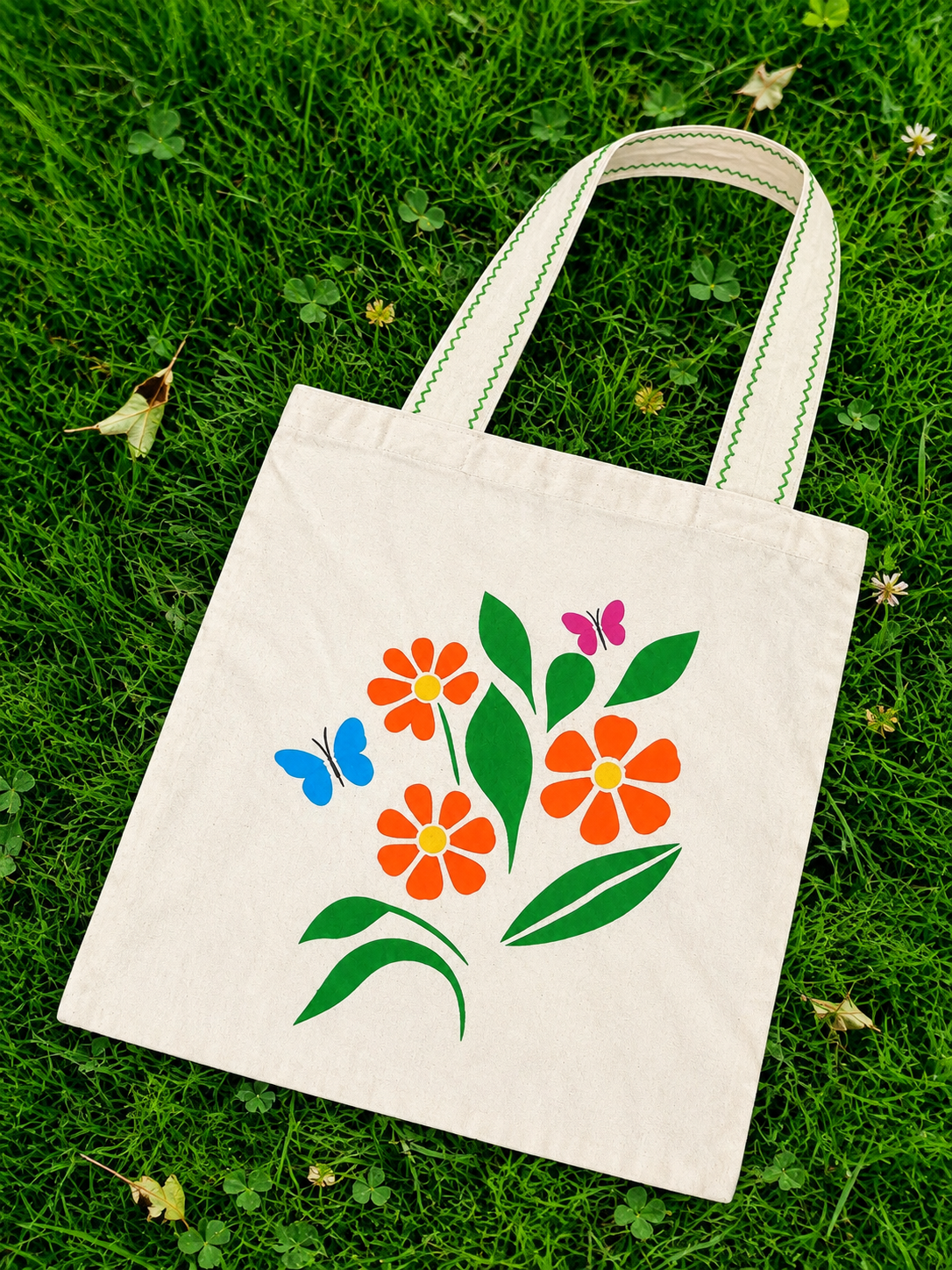 ECOBAG AMERICANO CRU COM PINTURA JARDIM ENCANTADO